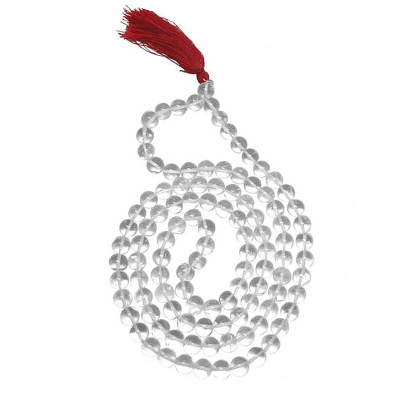 DHYANARSH Natural & Laboratory Tested Certified Original Sphatik/Crystal Agate Mala/Necklace (108+1 Beads) Healing Gemstone Necklace Mala for Unisex - Image 1